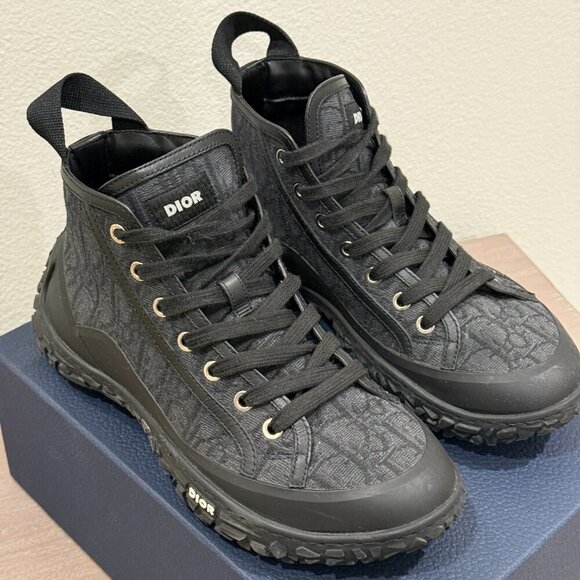 DIOR B28 HIGH BLACK/DARK GRAY SNEAKERS - Picture 3 of 11